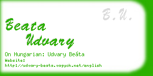 beata udvary business card